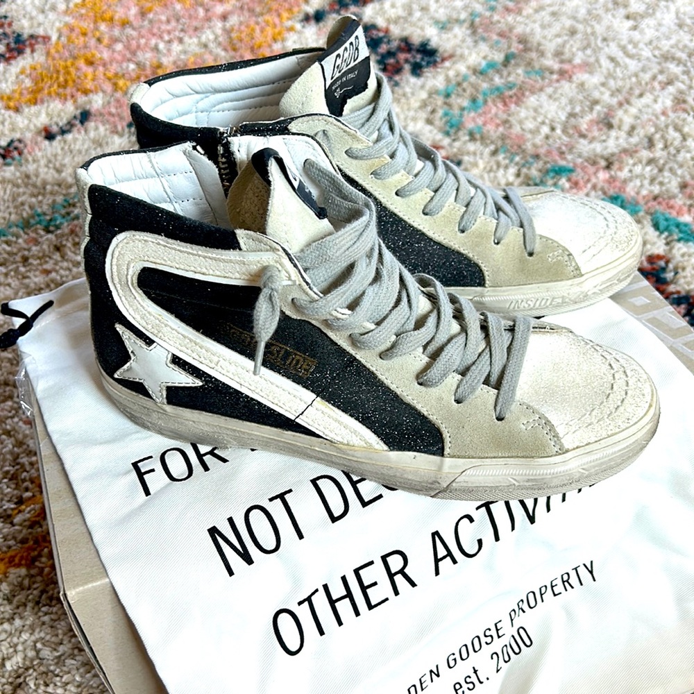 Golden Goose Slide high tops. Worn once. Size 38. Will fit women’s 7.5-8.